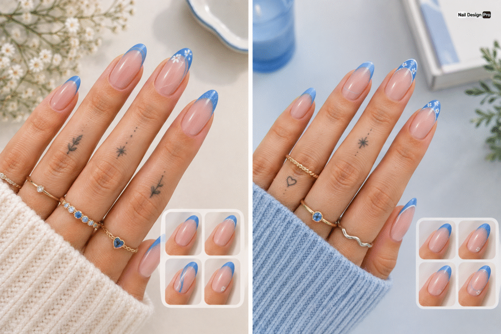Easy blue nail designs tutorial for beginners