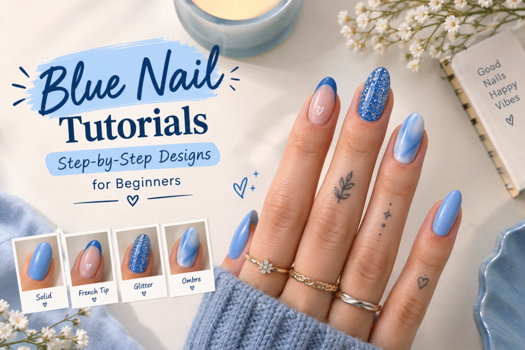 Easy Blue Nail Tutorials