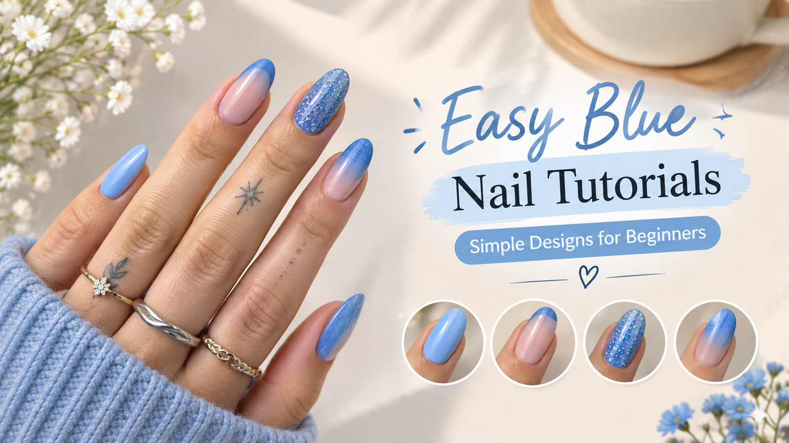 Easy Blue Nail Tutorials
