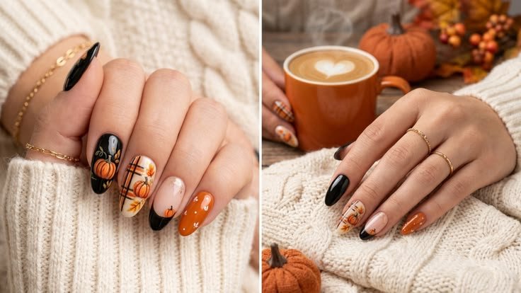 Chic brown Cozy Fall Nail Designs
