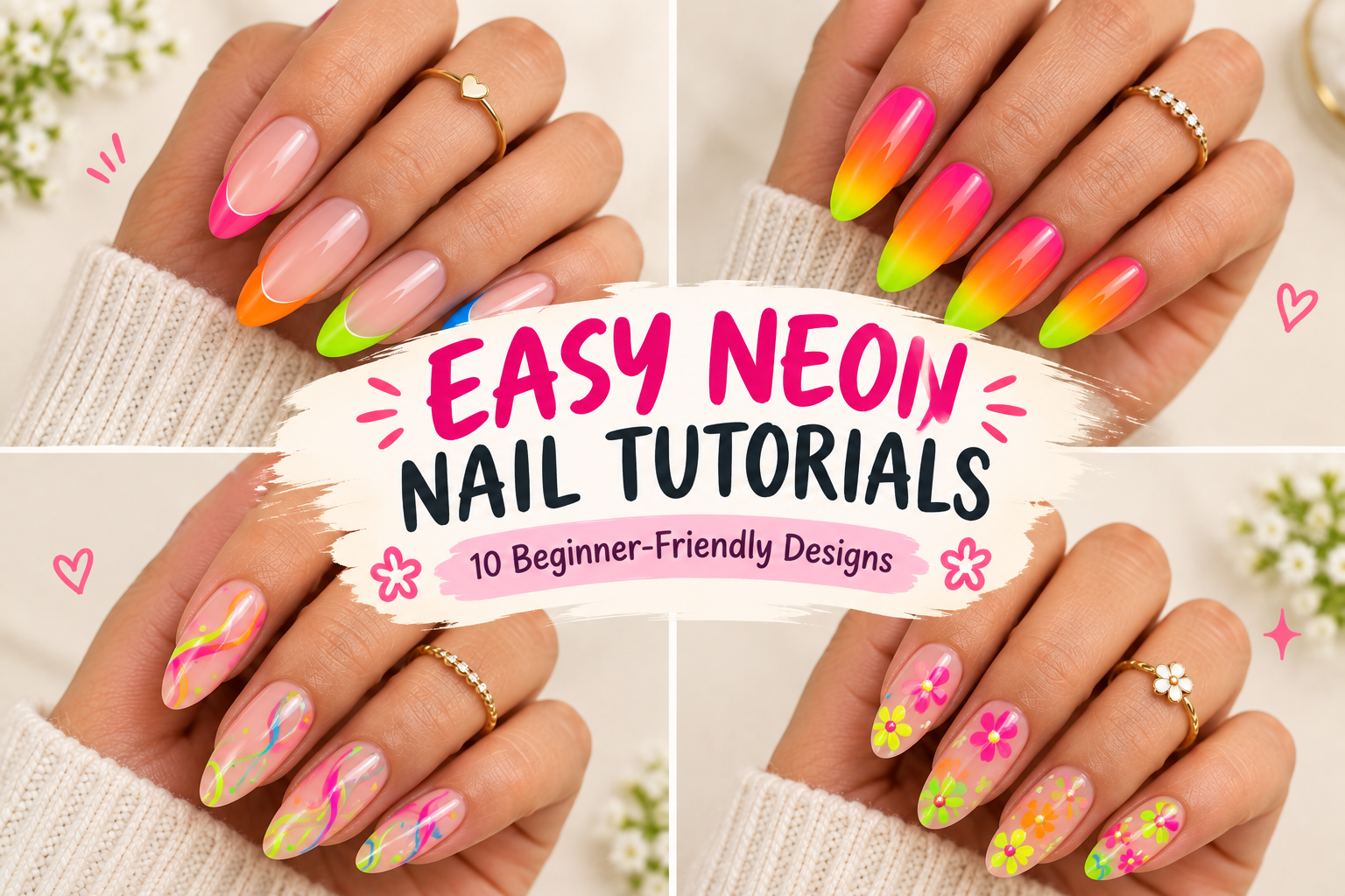EASY NEON NAIL TUTORIALS