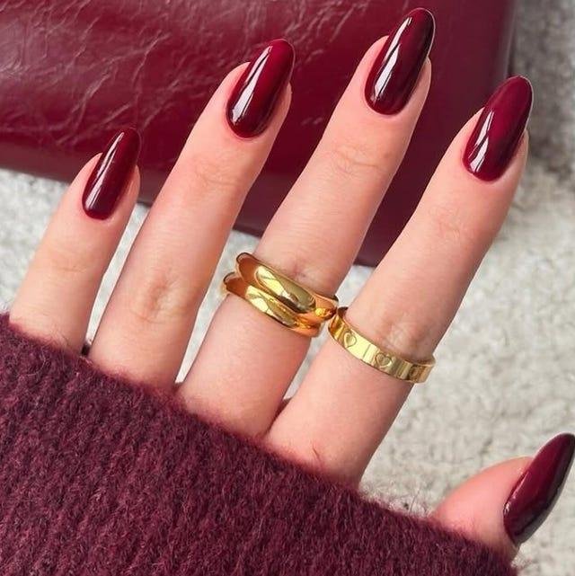 Elegant burgundy wine nail design