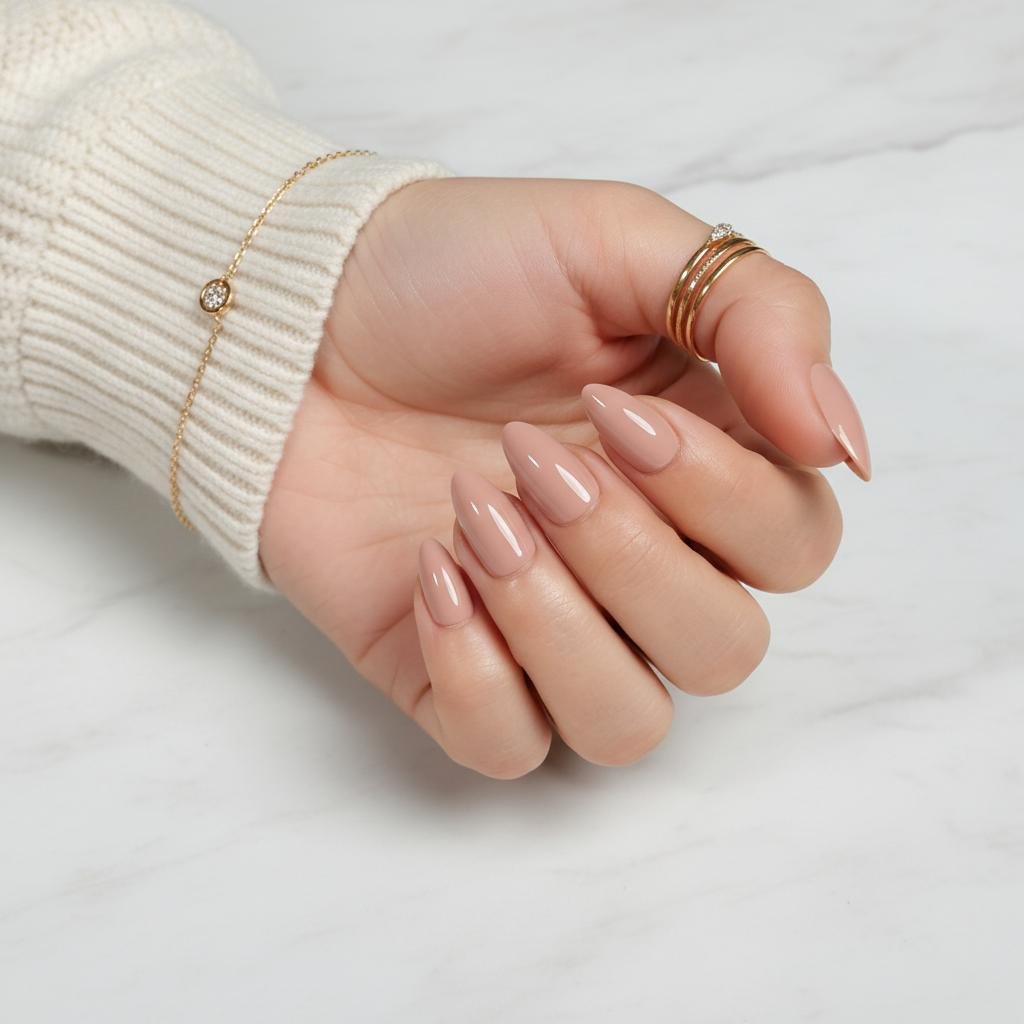 Cozy nude and beige fall nails